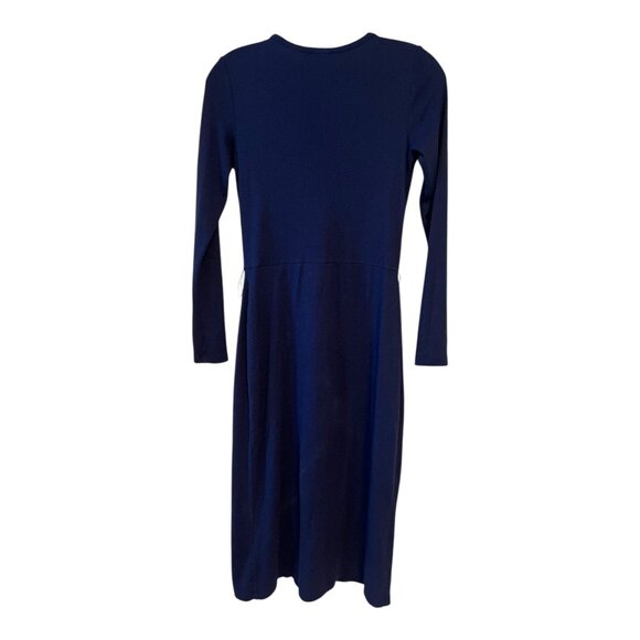 Lauren Ralph Lauren Navy Blue Long Sleeve Midi Dress – Size 4 – Gold Button Deta - Picture 2 of 6